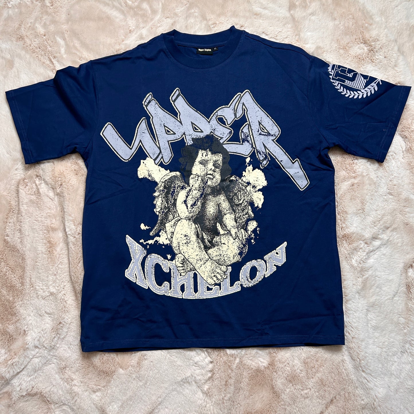 Navy Blue Vintage Angels T-Shirt Oversized