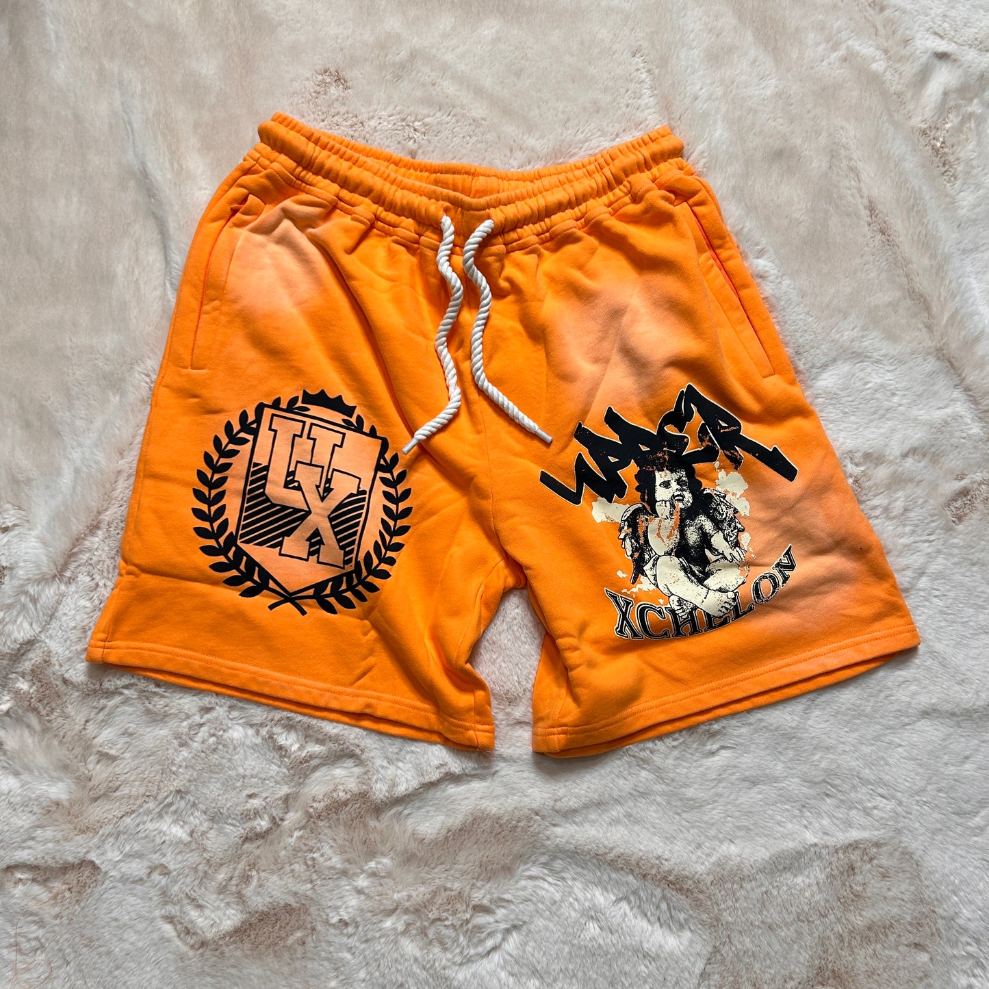 Orange & Cream Vintage Angels Shorts