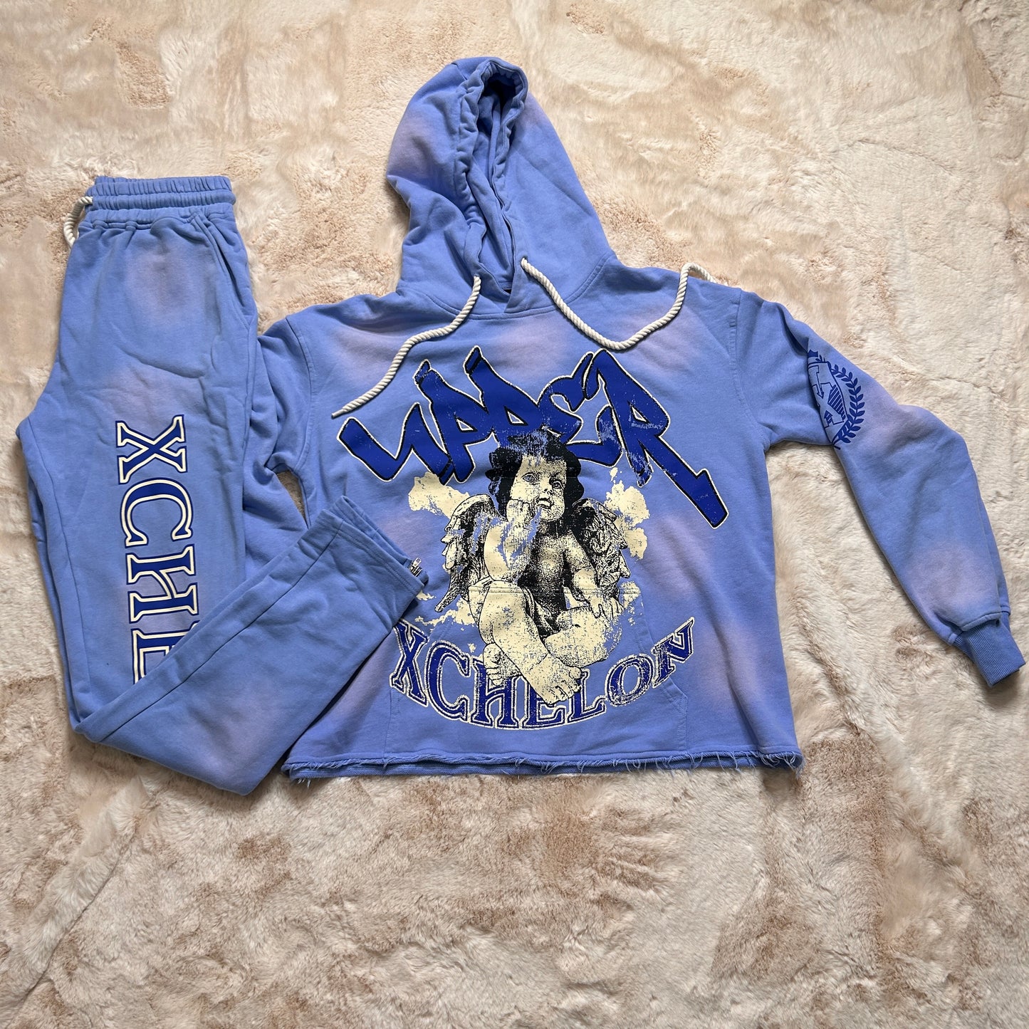 Light Blue & Royal Blue Vintage Angels Hoodie