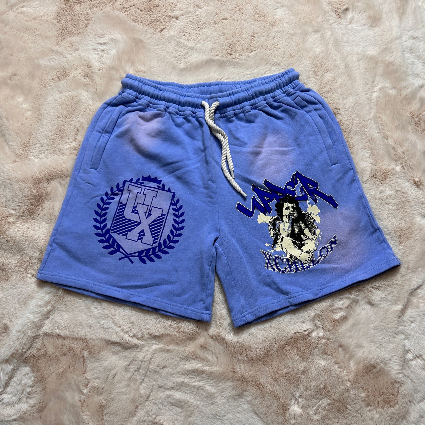 Light Blue & Royal Blue Vintage Angels Shorts