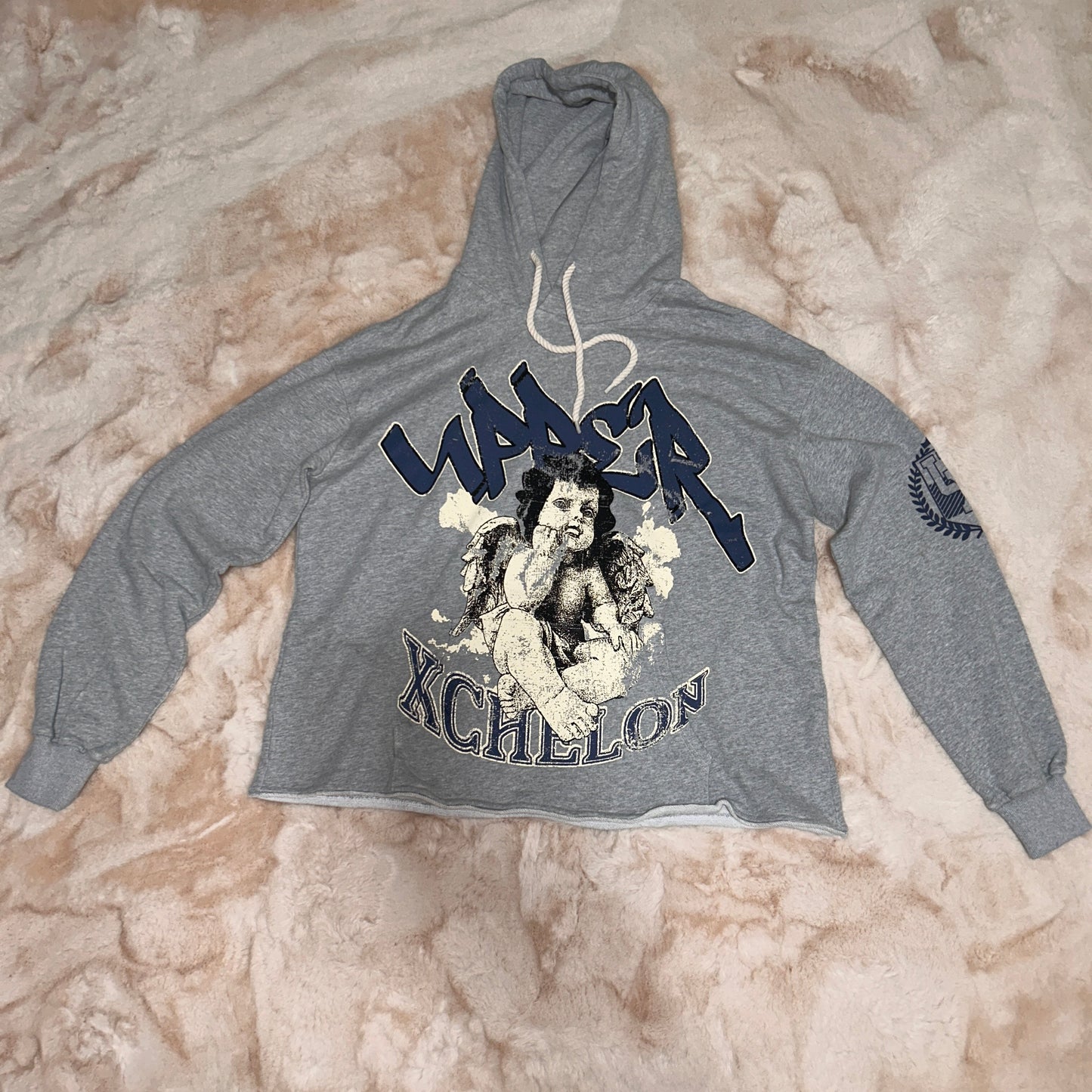 Gray & Navy Blue Vintage Angels Hoodie